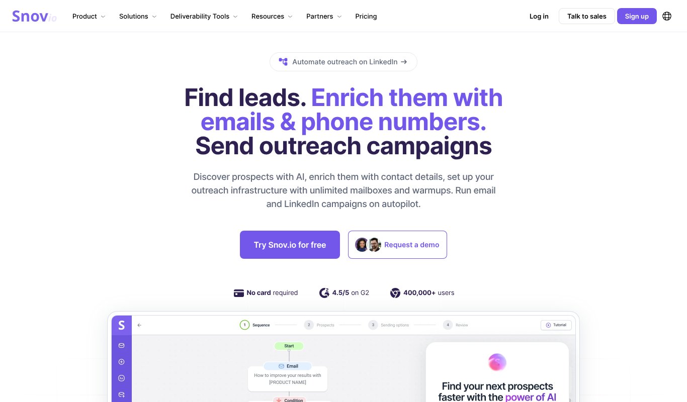 Snov.io homepage